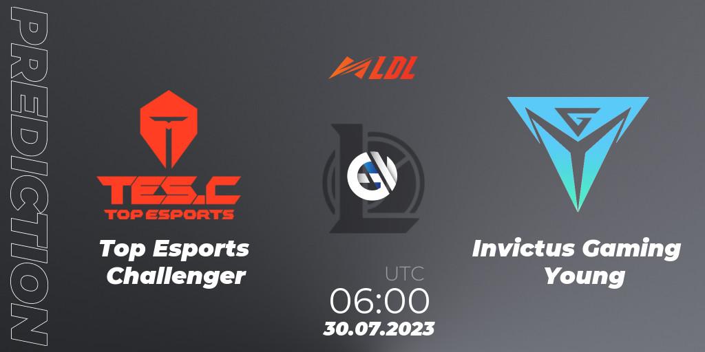 Top Esports Challenger contre Invictus Gaming Young : prédiction de match. 30.07.2023 at 06:00. LoL, LDL 2023 - Playoffs