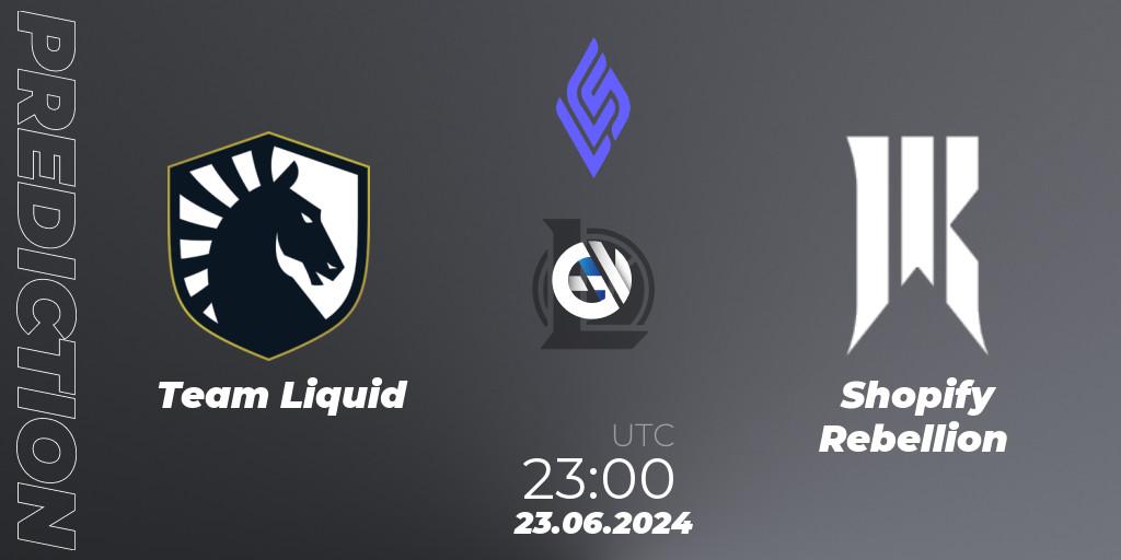 Team Liquid contre Shopify Rebellion : prédiction de match. 23.06.2024 at 23:00. LoL, LCS Summer 2024 - Group Stage