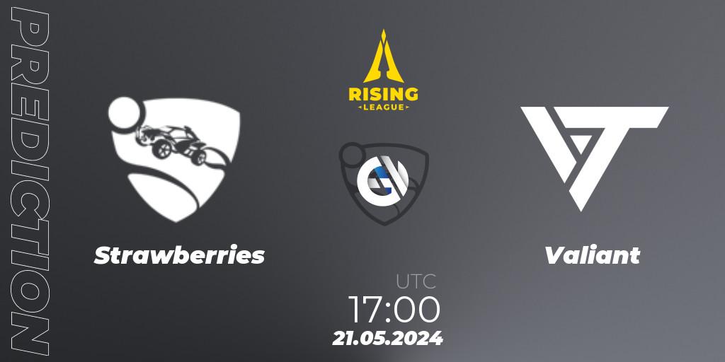 Strawberries contre Valiant : prédiction de match. 21.05.2024 at 17:00. Rocket League, Rising League 2024 — Split 1 — Main Event