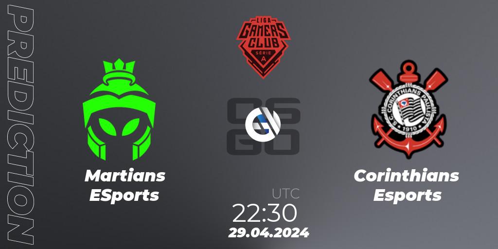 Martians ESports contre Corinthians Esports : prédiction de match. 01.05.2024 at 22:00. Counter-Strike (CS2), Gamers Club Liga Série A: April 2024
