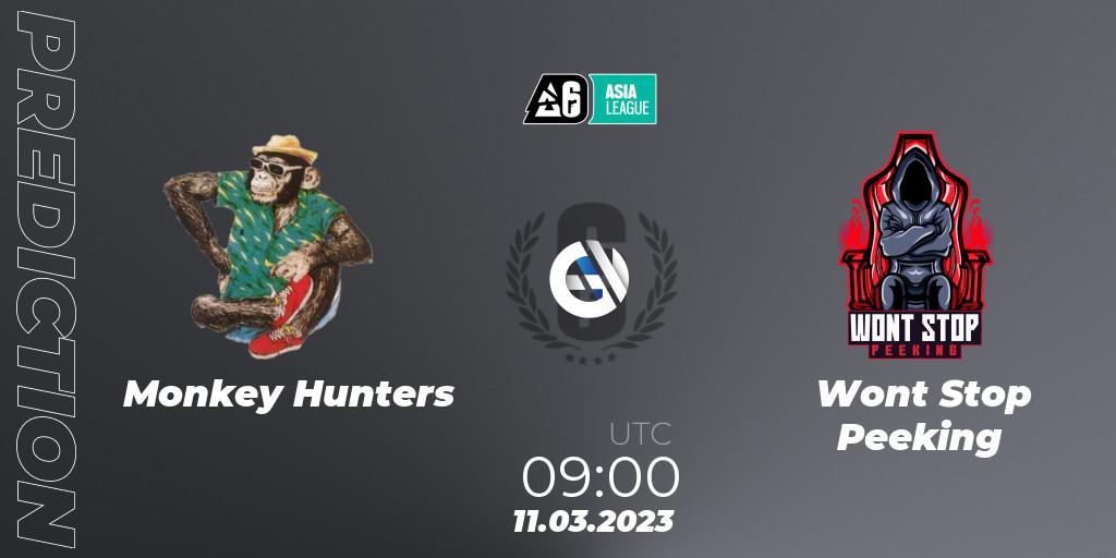 Monkey Hunters contre Wont Stop Peeking : prédiction de match. 11.03.2023 at 10:00. Rainbow Six, South Asia League 2023 - Stage 1