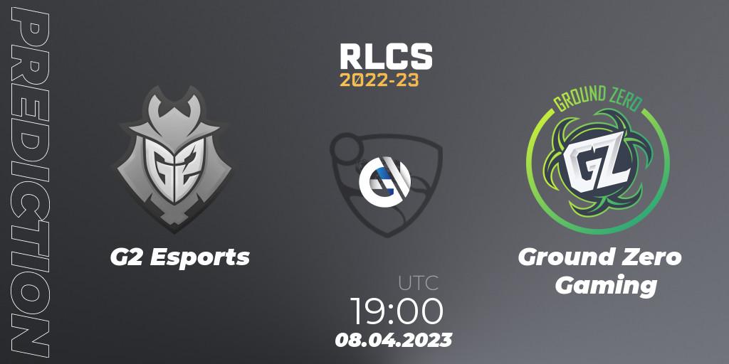 G2 Esports contre Ground Zero Gaming : prédiction de match. 08.04.2023 at 21:10. Rocket League, RLCS 2022-23 - Winter Split Major