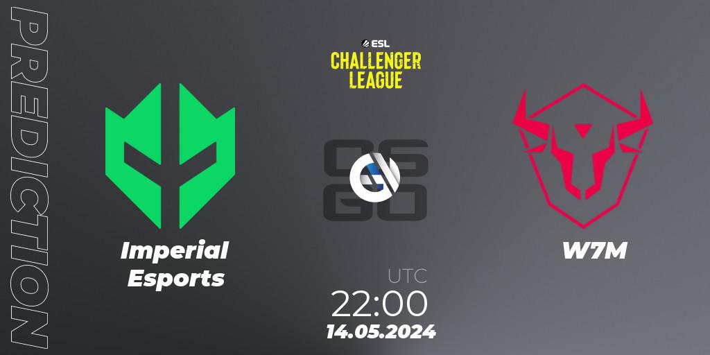Imperial Esports contre W7M : prédiction de match. 15.05.2024 at 00:00. Counter-Strike (CS2), ESL Challenger League Season 47: South America