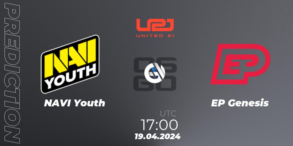 NAVI Youth contre EP Genesis : prédiction de match. 19.04.2024 at 17:00. Counter-Strike (CS2), United21 Season 13: Division 2