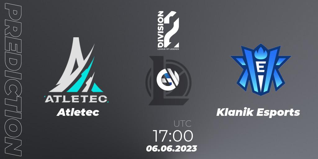 Atletec contre Klanik Esports : prédiction de match. 06.06.23. LoL, LFL Division 2 Summer 2023 - Group Stage