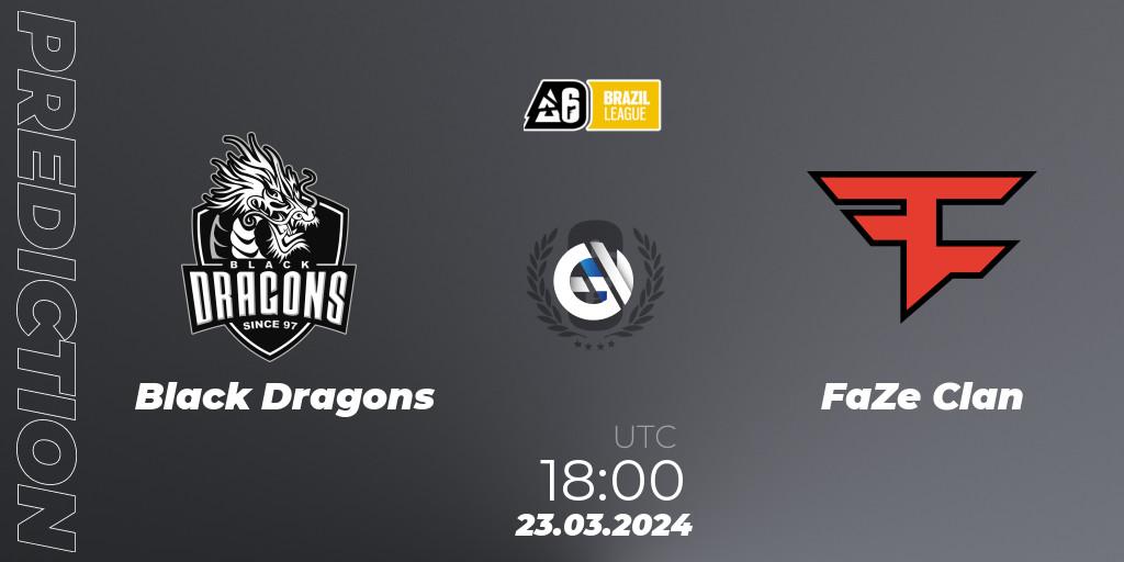 Black Dragons contre FaZe Clan : prédiction de match. 23.03.2024 at 18:00. Rainbow Six, Brazil League 2024 - Stage 1