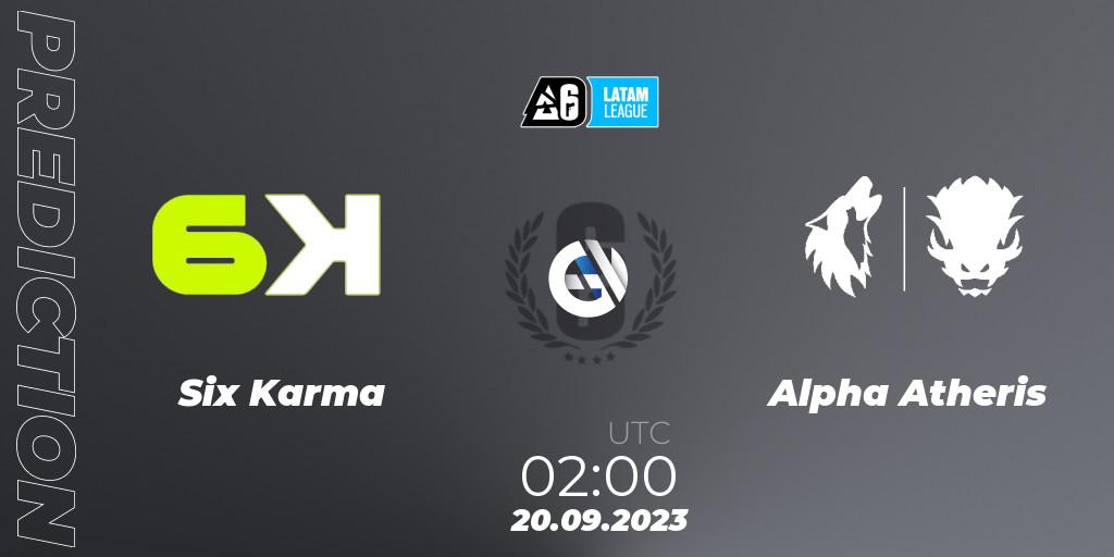 Six Karma contre Alpha Atheris : prédiction de match. 20.09.2023 at 02:00. Rainbow Six, LATAM League 2023 - Stage 2