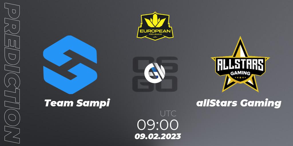 Team Sampi contre allStars Gaming : prédiction de match. 09.02.23. CS2 (CS:GO), European Pro League Season 6: Division 2