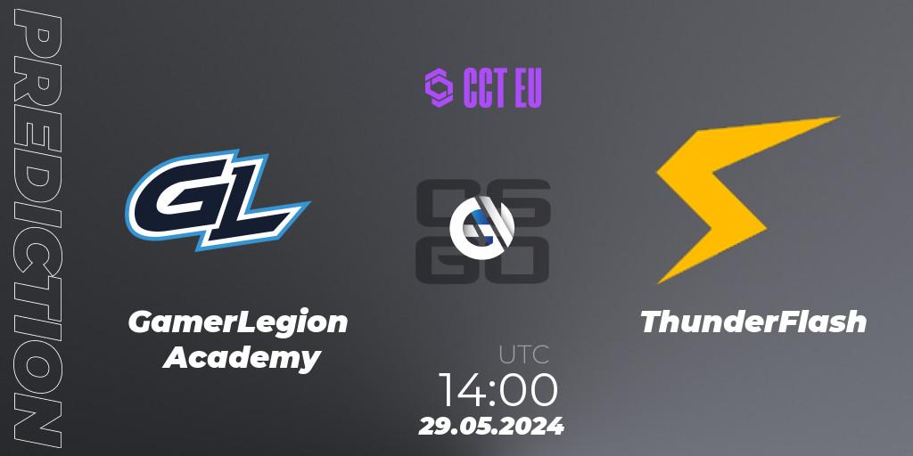 GamerLegion Academy contre ThunderFlash : prédiction de match. 29.05.2024 at 14:00. Counter-Strike (CS2), CCT Season 2 Europe Series 5 Closed Qualifier