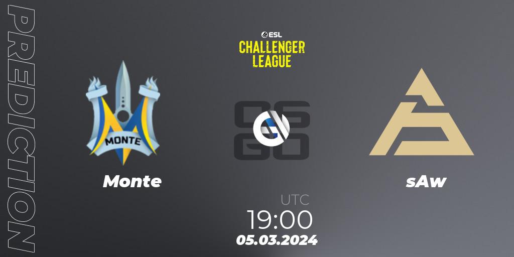 Monte contre sAw : prédiction de match. 05.03.24. CS2 (CS:GO), ESL Challenger League Season 47: Europe