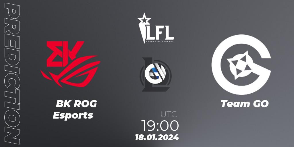 BK ROG Esports contre Team GO : prédiction de match. 18.01.2024 at 19:00. LoL, LFL Spring 2024