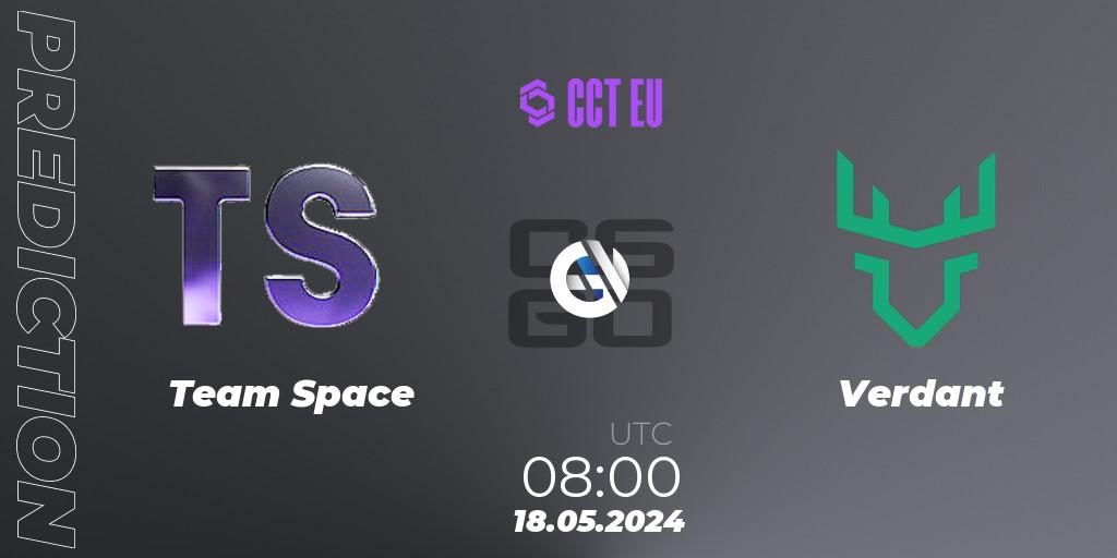 Team Space contre Verdant : prédiction de match. 18.05.2024 at 08:00. Counter-Strike (CS2), CCT Season 2 European Series #3