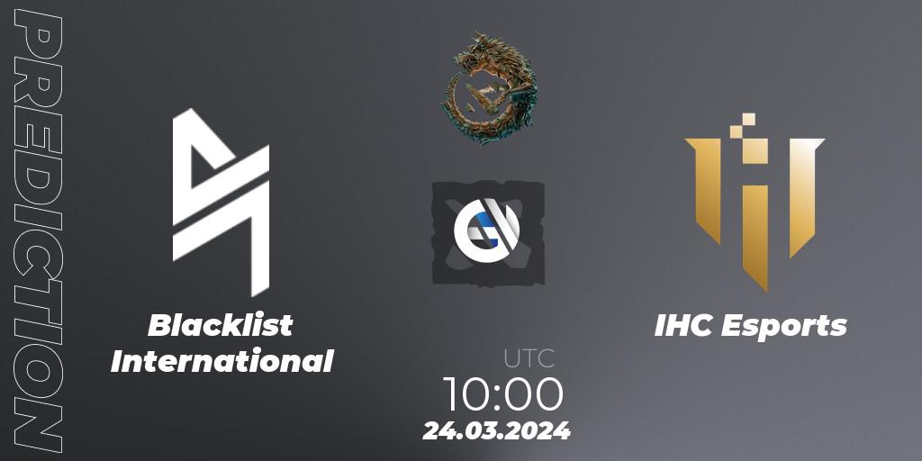 Blacklist International contre IHC Esports : prédiction de match. 24.03.24. Dota 2, PGL Wallachia Season 1: Southeast Asia Open Qualifier #2