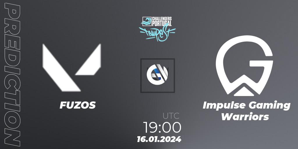 FUZOS contre Impulse Gaming Warriors : prédiction de match. 16.01.2024 at 19:00. VALORANT, VALORANT Challengers 2024 Portugal: Tempest Split 1
