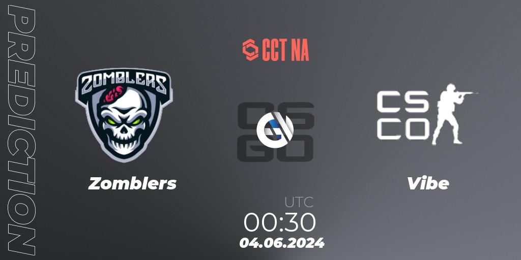 Zomblers contre Vibe : prédiction de match. 04.06.2024 at 00:30. Counter-Strike (CS2), CCT Season 2 North American Series #1