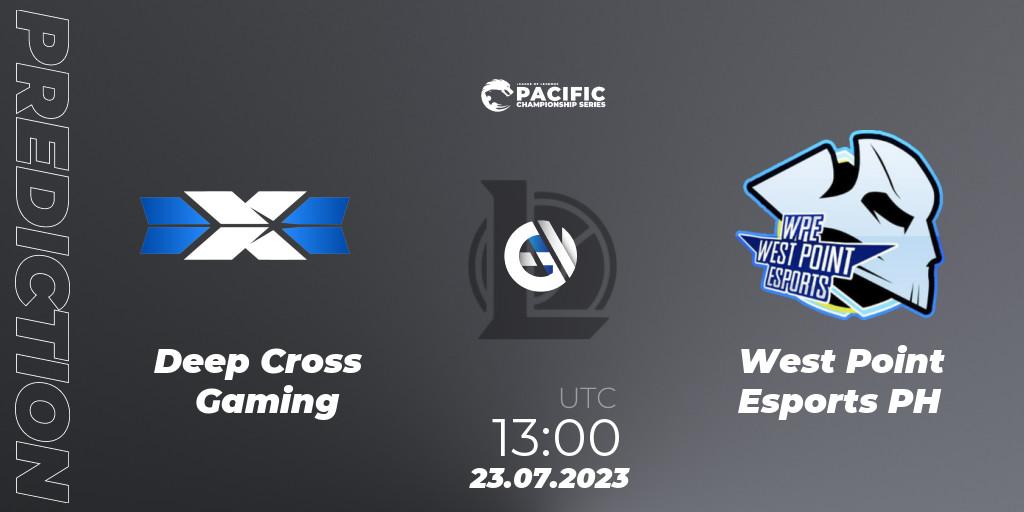 Deep Cross Gaming contre West Point Esports PH : prédiction de match. 23.07.2023 at 13:10. LoL, PACIFIC Championship series Group Stage