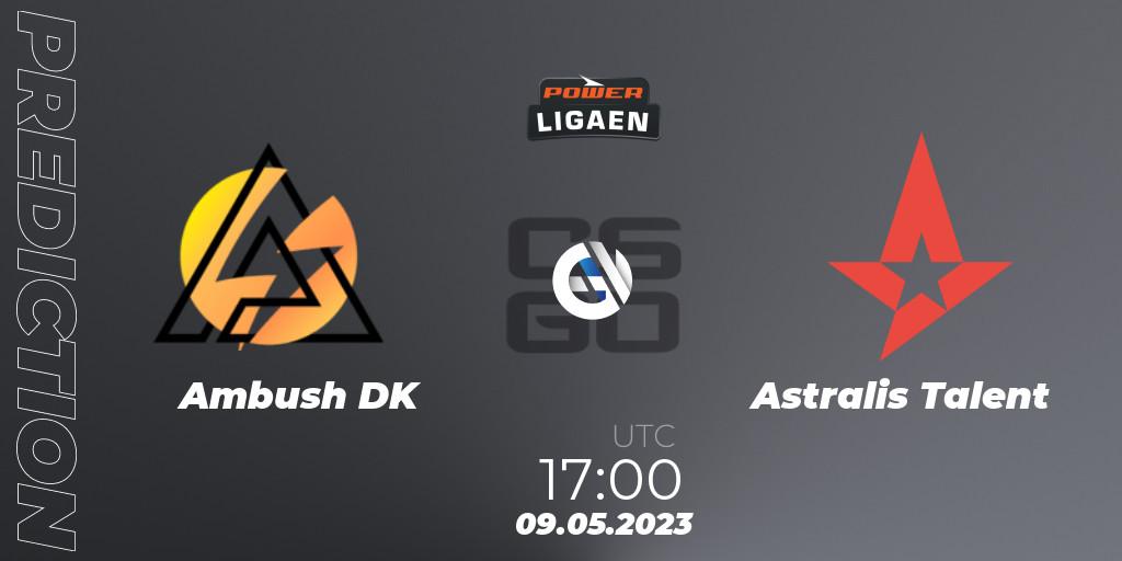 Ambush contre Astralis Talent : prédiction de match. 09.05.2023 at 17:00. Counter-Strike (CS2), Dust2.dk Ligaen Season 23