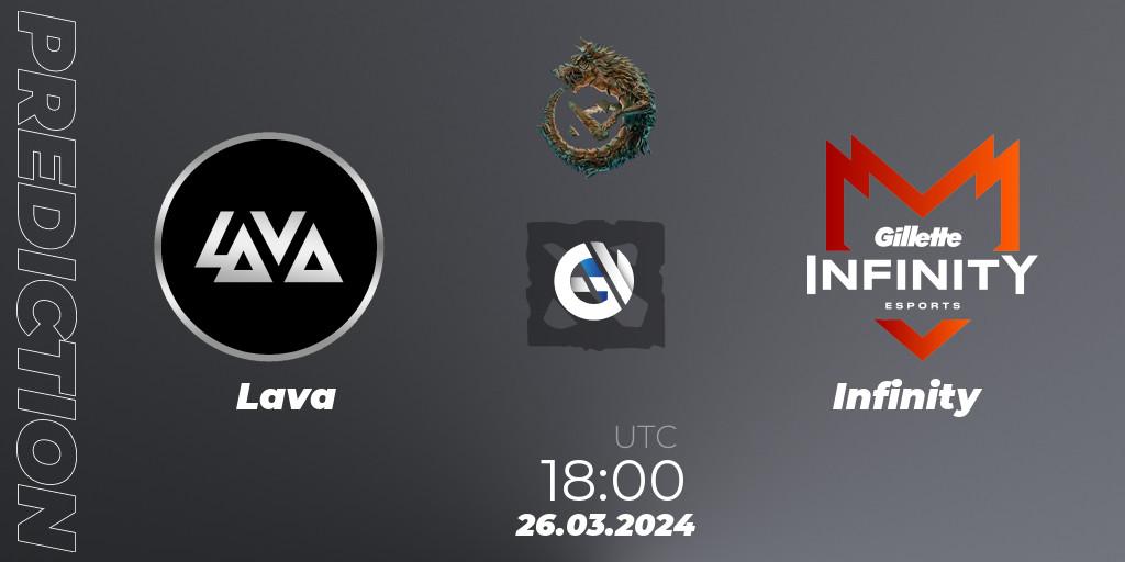 Lava contre Infinity : prédiction de match. 26.03.24. Dota 2, PGL Wallachia Season 1: South America Closed Qualifier