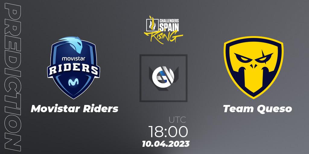 Movistar Riders contre Team Queso : prédiction de match. 10.04.2023 at 18:50. VALORANT, VALORANT Challengers 2023 Spain: Rising Split 2