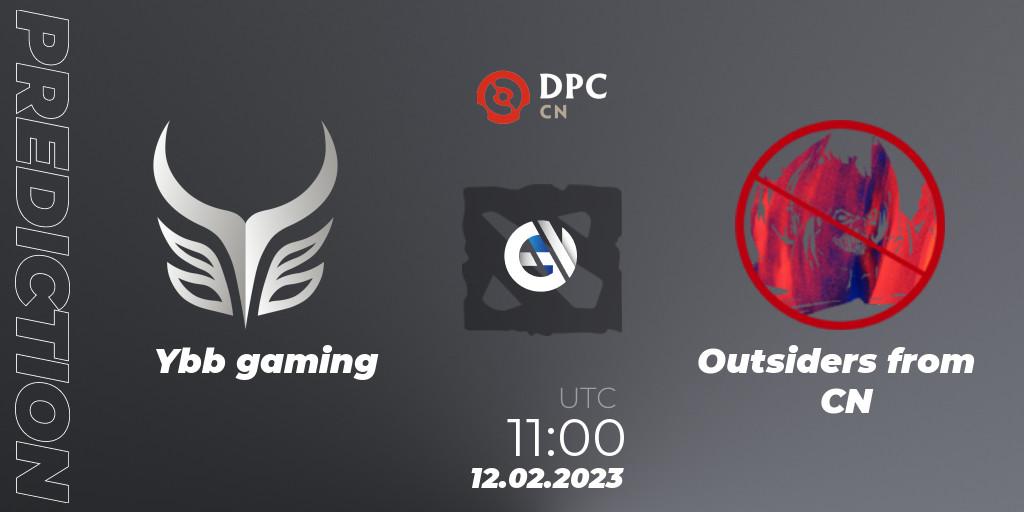 Ybb gaming contre Outsiders from CN : prédiction de match. 12.02.23. Dota 2, DPC 2022/2023 Winter Tour 1: CN Division II (Lower)