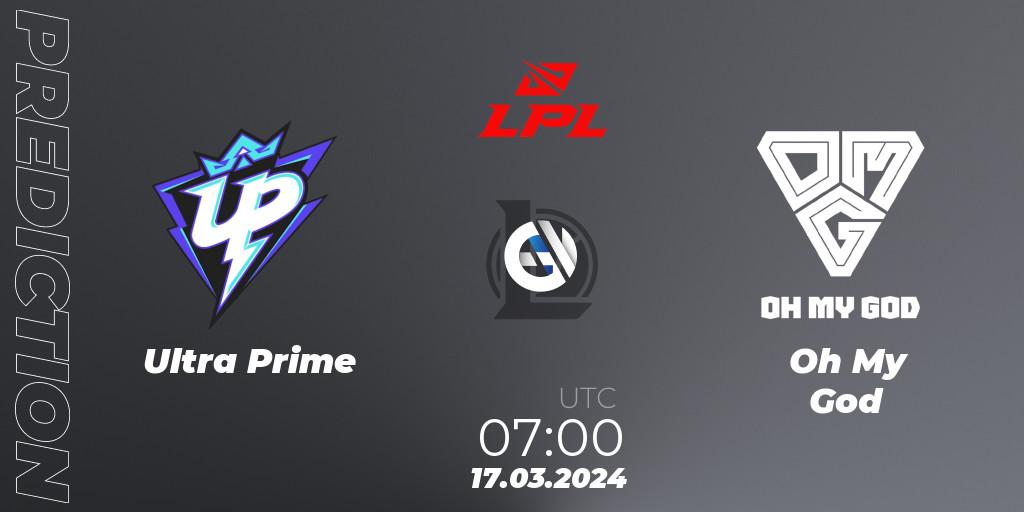 Ultra Prime contre Oh My God : prédiction de match. 17.03.24. LoL, LPL Spring 2024 - Group Stage