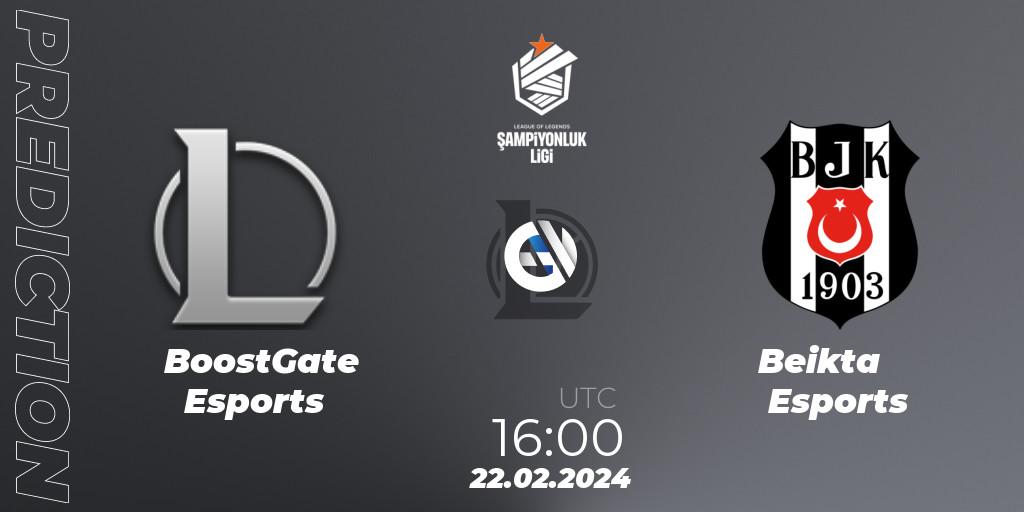 BoostGate Esports contre Beşiktaş Esports : prédiction de match. 22.02.2024 at 16:00. LoL, TCL Winter 2024
