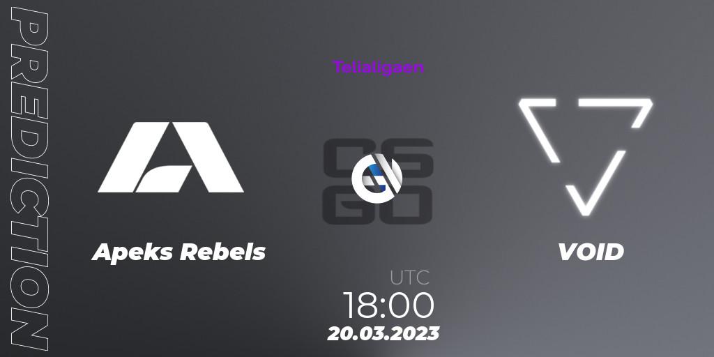 Apeks Rebels contre VOID : prédiction de match. 20.03.23. CS2 (CS:GO), Telialigaen Spring 2023: Group stage