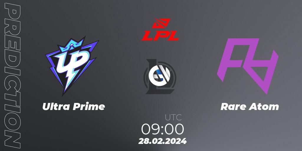 Ultra Prime contre Rare Atom : prédiction de match. 28.02.24. LoL, LPL Spring 2024 - Group Stage
