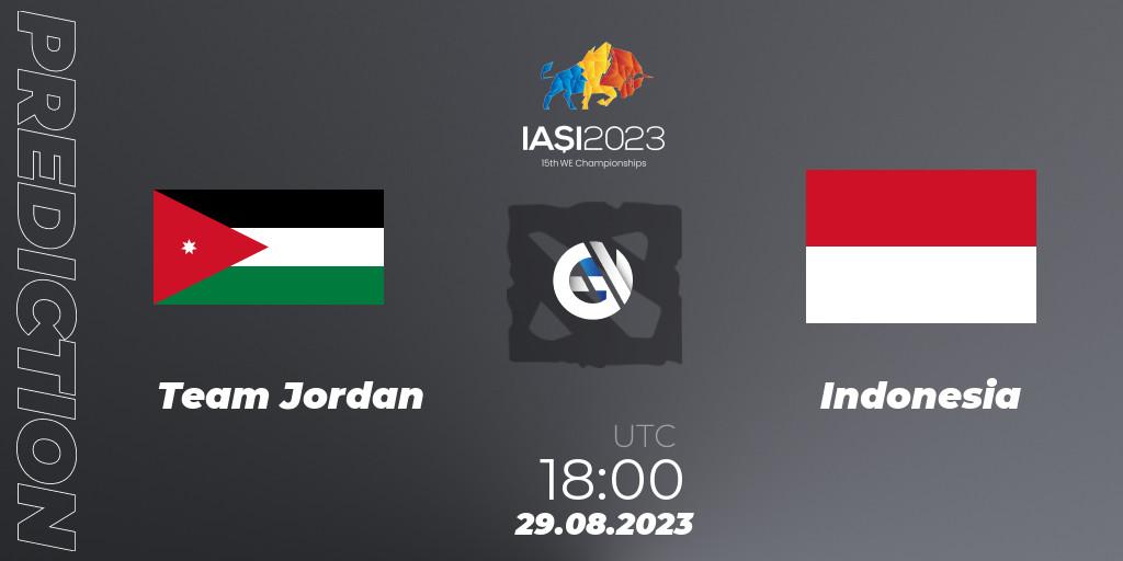 Team Jordan contre Indonesia : prédiction de match. 29.08.2023 at 18:51. Dota 2, IESF World Championship 2023