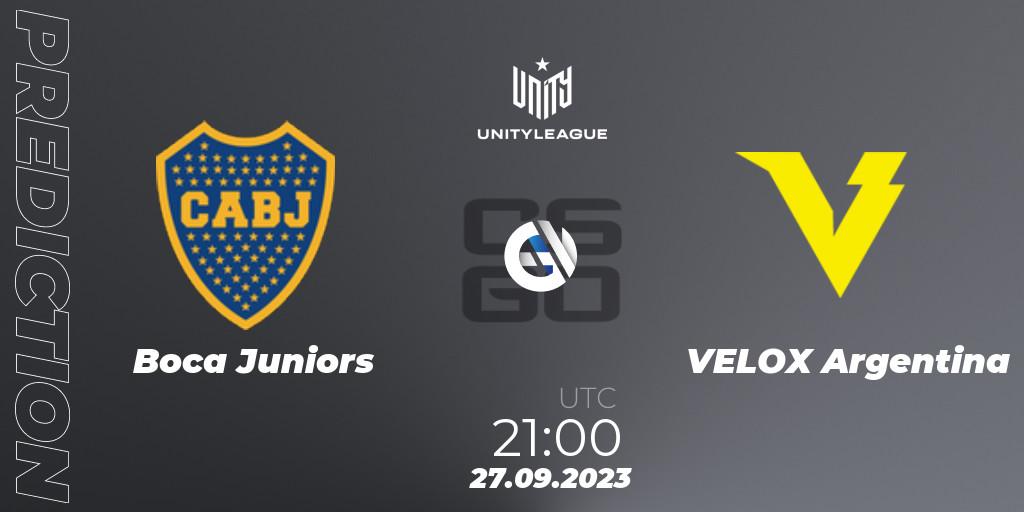 Boca Juniors contre VELOX Argentina : prédiction de match. 02.10.2023 at 21:00. Counter-Strike (CS2), LVP Unity League Argentina 2023