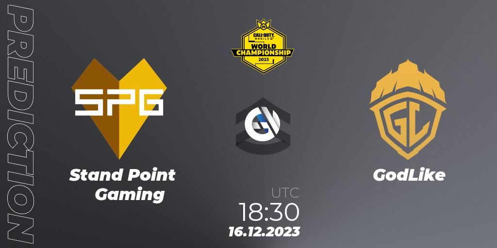 Stand Point Gaming contre GodLike : prédiction de match. 16.12.2023 at 17:40. Call of Duty, CODM World Championship 2023