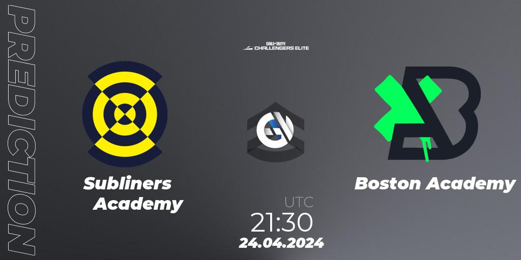 Subliners Academy contre Boston Academy : prédiction de match. 24.04.2024 at 22:00. Call of Duty, Call of Duty Challengers 2024 - Elite 2: NA
