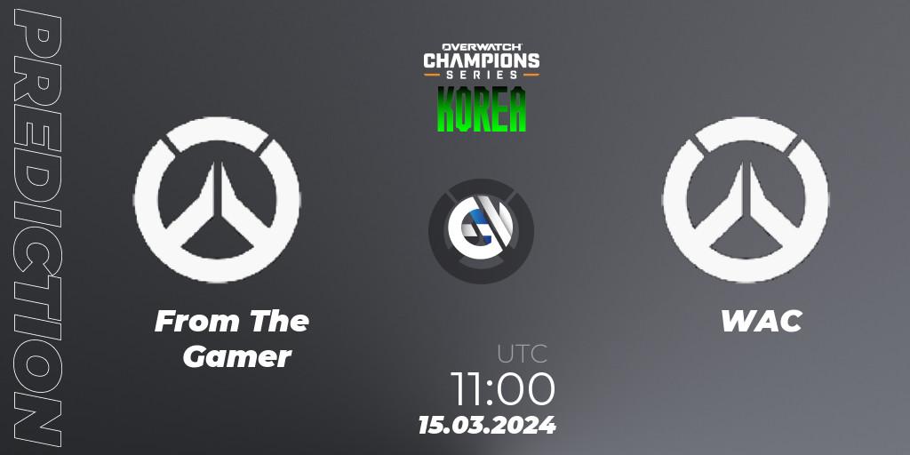 From The Gamer contre WAC : prédiction de match. 15.03.2024 at 11:00. Overwatch, Overwatch Champions Series 2024 - Stage 1 Korea
