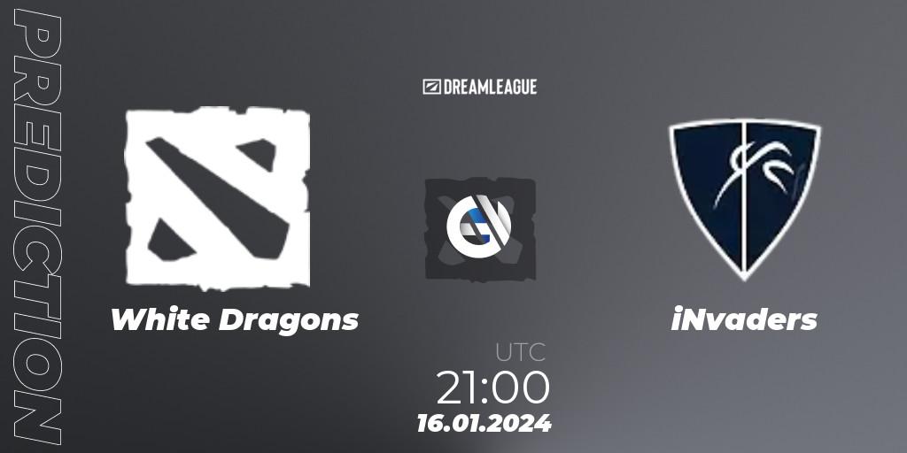 White Dragons contre iNvaders : prédiction de match. 16.01.2024 at 21:00. Dota 2, DreamLeague Season 22: South America Closed Qualifier