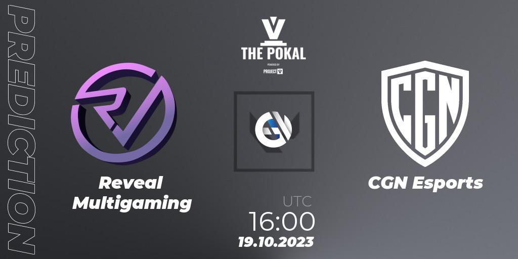 Reveal Multigaming contre CGN Esports : prédiction de match. 19.10.2023 at 16:00. VALORANT, PROJECT V 2023: THE POKAL