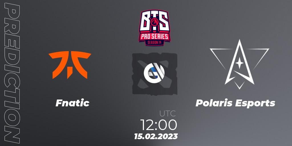 Fnatic contre Polaris Esports : prédiction de match. 15.02.23. Dota 2, BTS Pro Series Season 14: Southeast Asia
