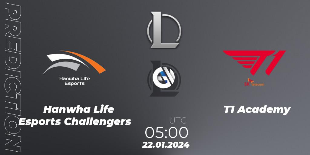 Hanwha Life Esports Challengers contre T1 Academy : prédiction de match. 22.01.2024 at 05:00. LoL, LCK Challengers League 2024 Spring - Group Stage