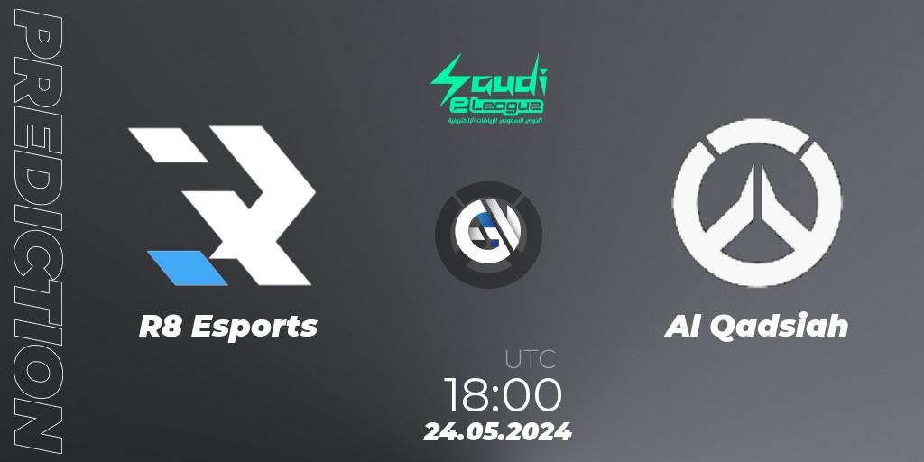 R8 Esports contre Al Qadsiah : prédiction de match. 24.05.2024 at 18:00. Overwatch, Saudi eLeague 2024 - Major 2 Phase 2