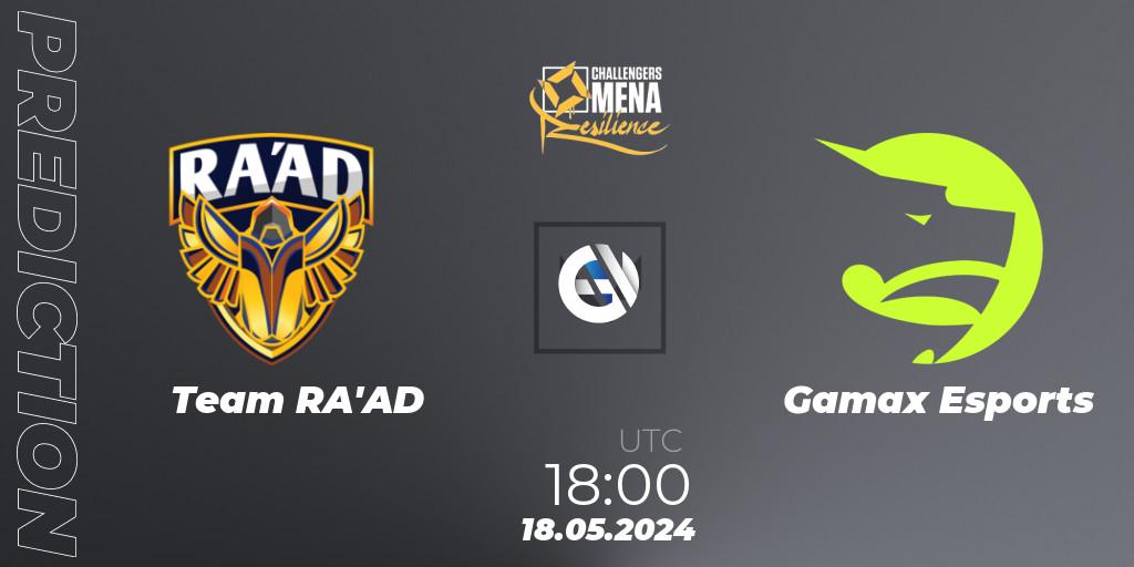 Team RA'AD contre Gamax Esports : prédiction de match. 18.05.2024 at 18:00. VALORANT, VALORANT Challengers 2024 MENA: Resilience Split 2 - Levant and North Africa