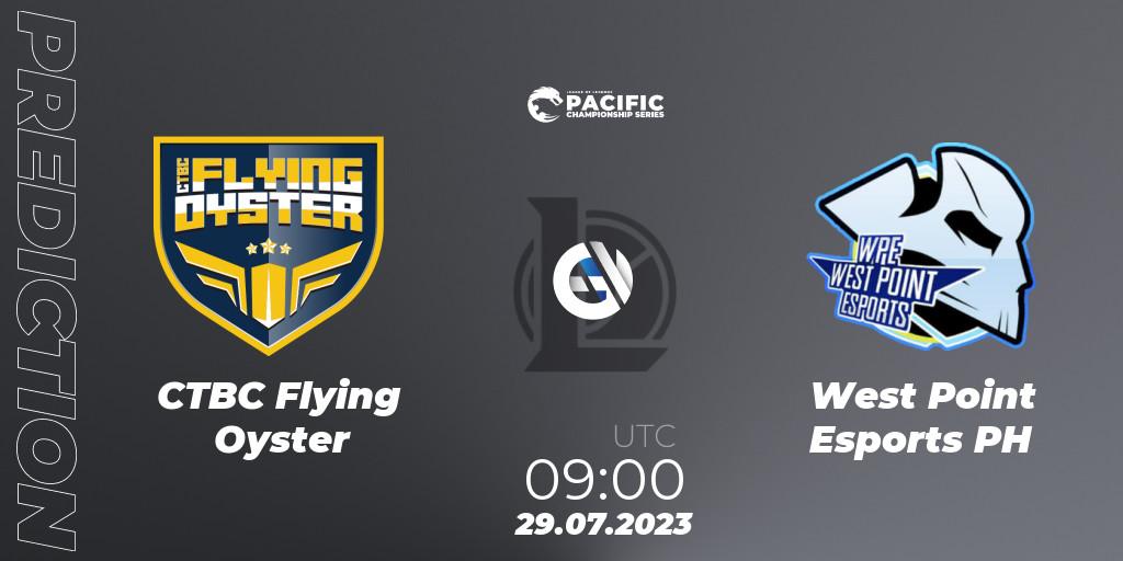 CTBC Flying Oyster contre West Point Esports PH : prédiction de match. 29.07.2023 at 09:00. LoL, PACIFIC Championship series Group Stage