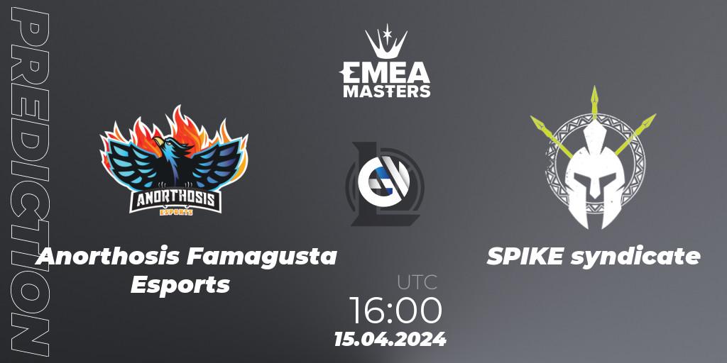Anorthosis Famagusta Esports contre SPIKE syndicate : prédiction de match. 15.04.24. LoL, EMEA Masters Spring 2024 - Play-In