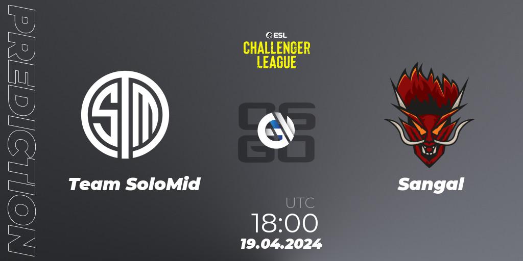 Team SoloMid contre Sangal : prédiction de match. 19.04.2024 at 18:00. Counter-Strike (CS2), ESL Challenger League Season 47: Europe