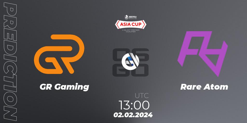 GR Gaming contre Rare Atom : prédiction de match. 02.02.24. CS2 (CS:GO), 5E Arena Asia Cup Spring 2024 - BLAST Premier Qualifier