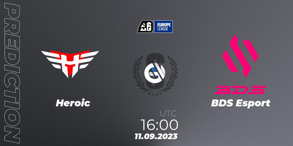 Heroic contre BDS Esport : prédiction de match. 11.09.2023 at 16:00. Rainbow Six, Europe League 2023 - Stage 2