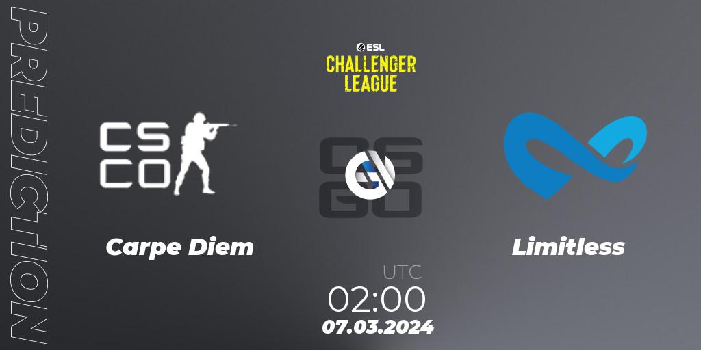 Carpe Diem contre Limitless : prédiction de match. 07.03.24. CS2 (CS:GO), ESL Challenger League Season 47: North America