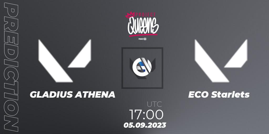 GLADIUS ATHENA contre ECO Starlets : prédiction de match. 05.09.2023 at 17:00. VALORANT, Project Queens 2023 - Split 3 - Group Stage