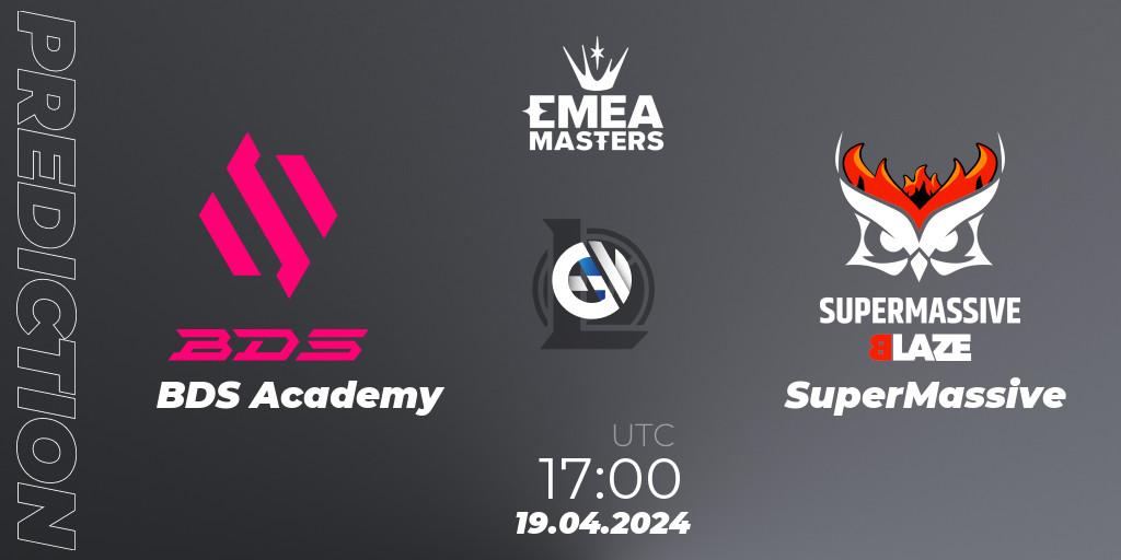 BDS Academy contre SuperMassive : prédiction de match. 19.04.2024 at 17:00. LoL, EMEA Masters Spring 2024 - Group Stage