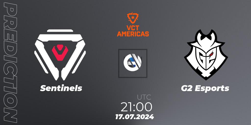 Sentinels contre G2 Esports : prédiction de match. 15.07.2024 at 00:00. VALORANT, VALORANT Champions Tour 2024: Americas League - Stage 2 - Group Stage