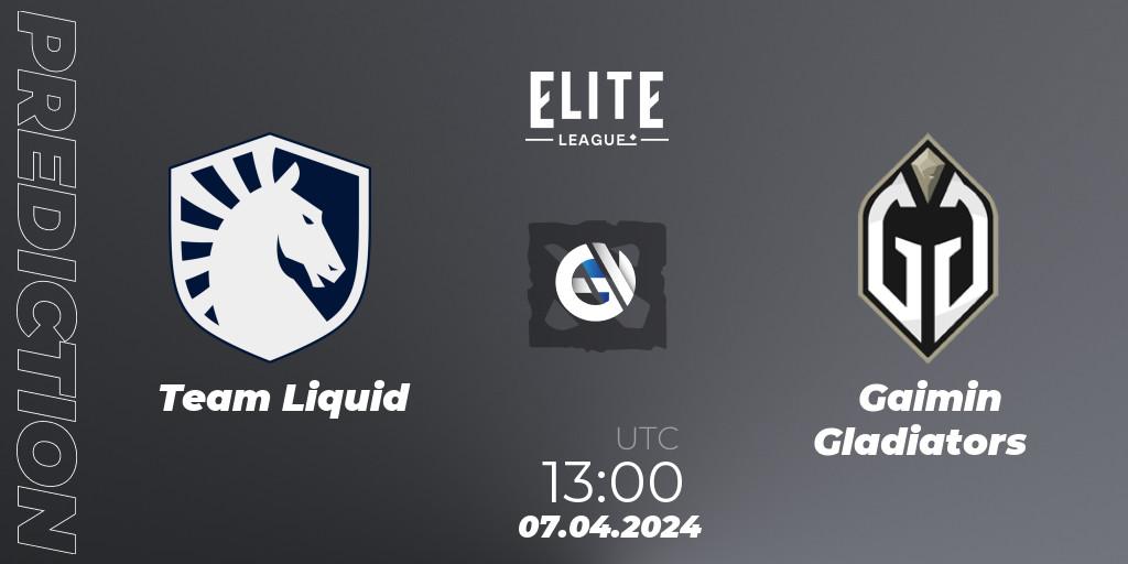Team Liquid contre Gaimin Gladiators : prédiction de match. 07.04.24. Dota 2, Elite League: Round-Robin Stage