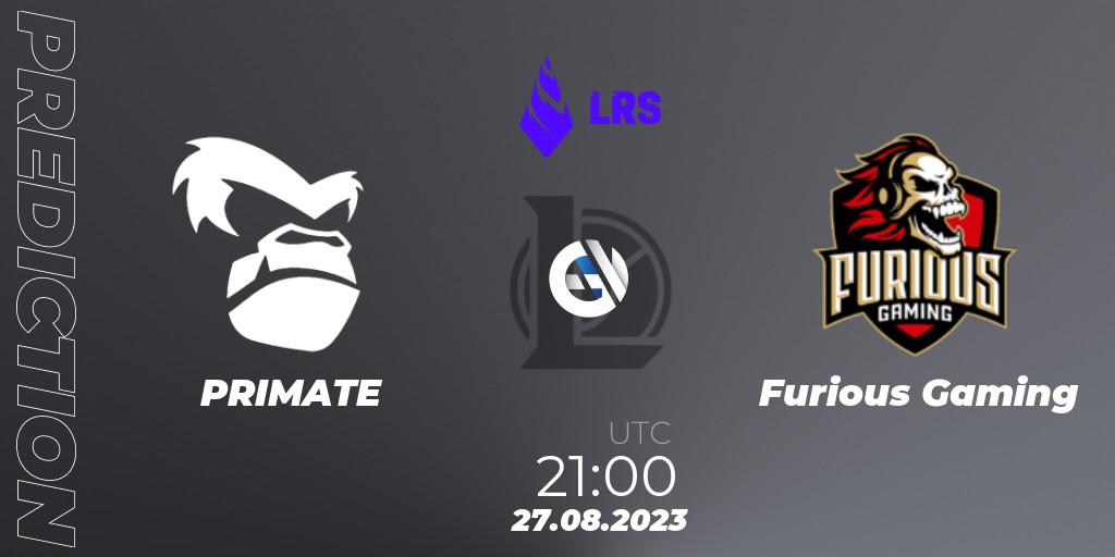 PRIMATE contre Furious Gaming : prédiction de match. 27.08.23. LoL, Liga Regional Sur 2023